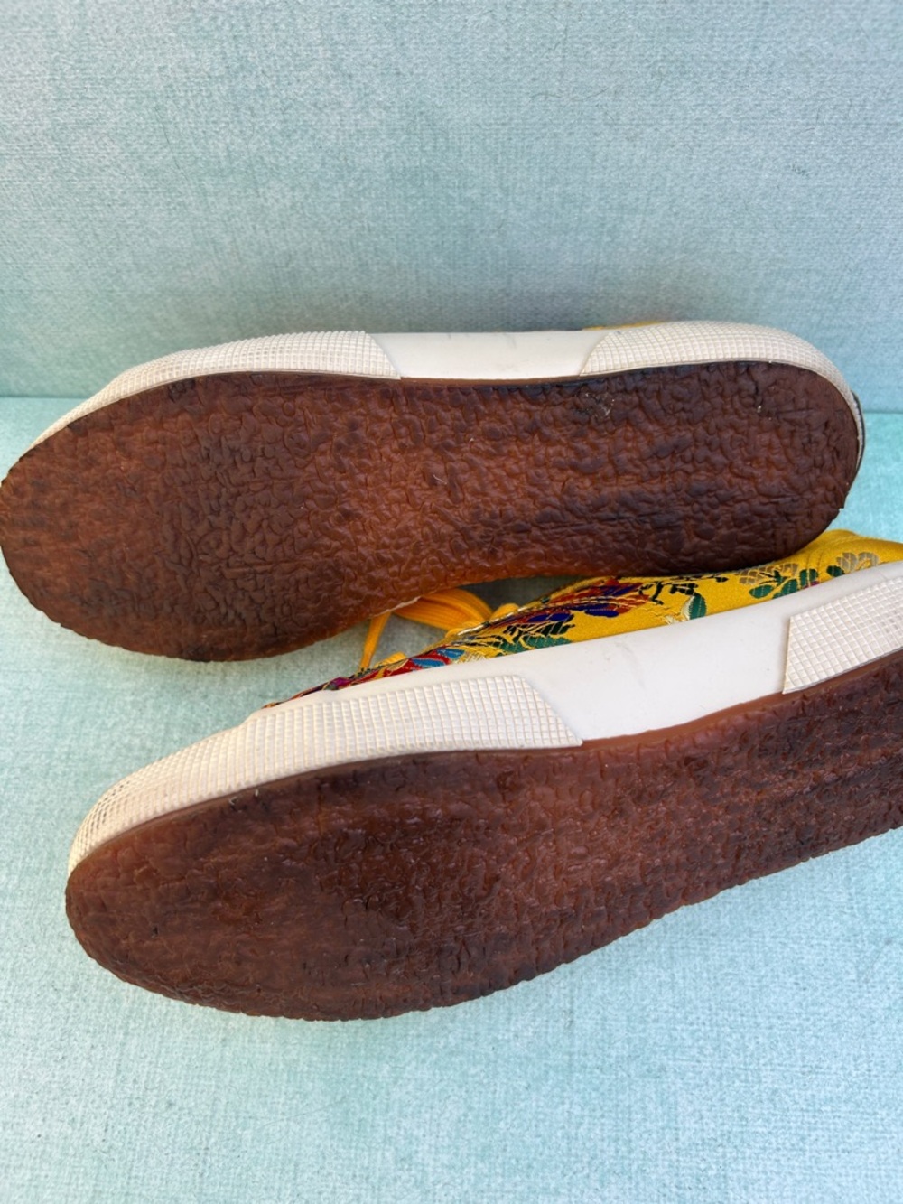 Superga Mustard Yellow Floral Embroidered Low-Top Sneakers - Picture 4 of 4